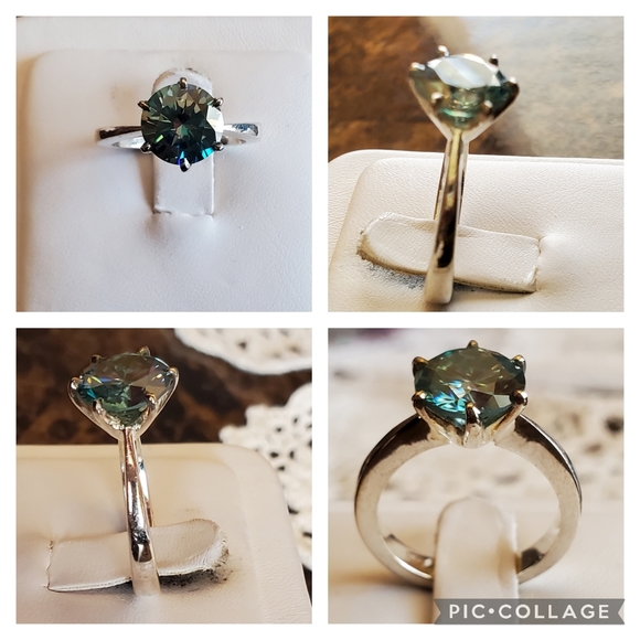 Genuine 3.15ct Blue Diamond Ring Size 7.5 - Picture 3 of 10